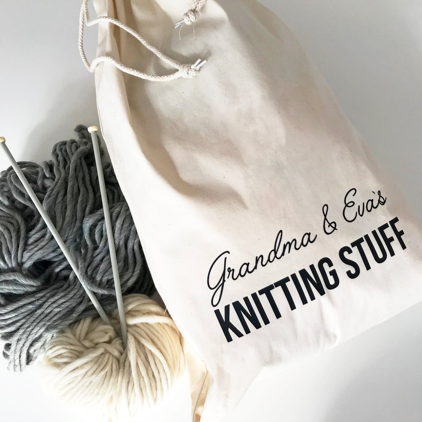 Elegant Personalised, Knitting Stuff, Craft Stuff Storage, Drawstring, Organic, Sack, Bag, Mother's Day, Crafty Cath's