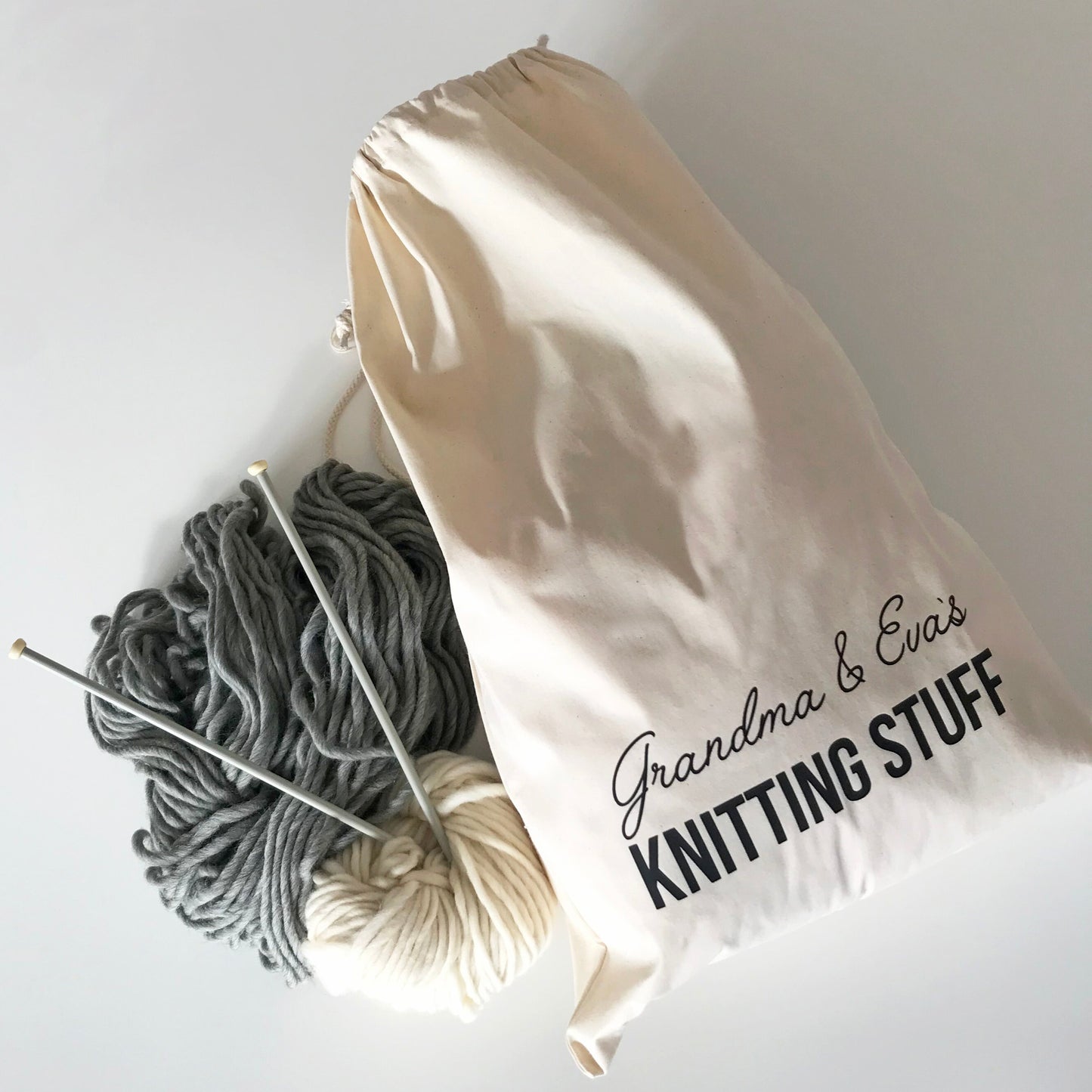 Elegant Personalised, Knitting Stuff, Craft Stuff Storage, Drawstring, Organic, Sack, Bag, Mother's Day, Crafty Cath's