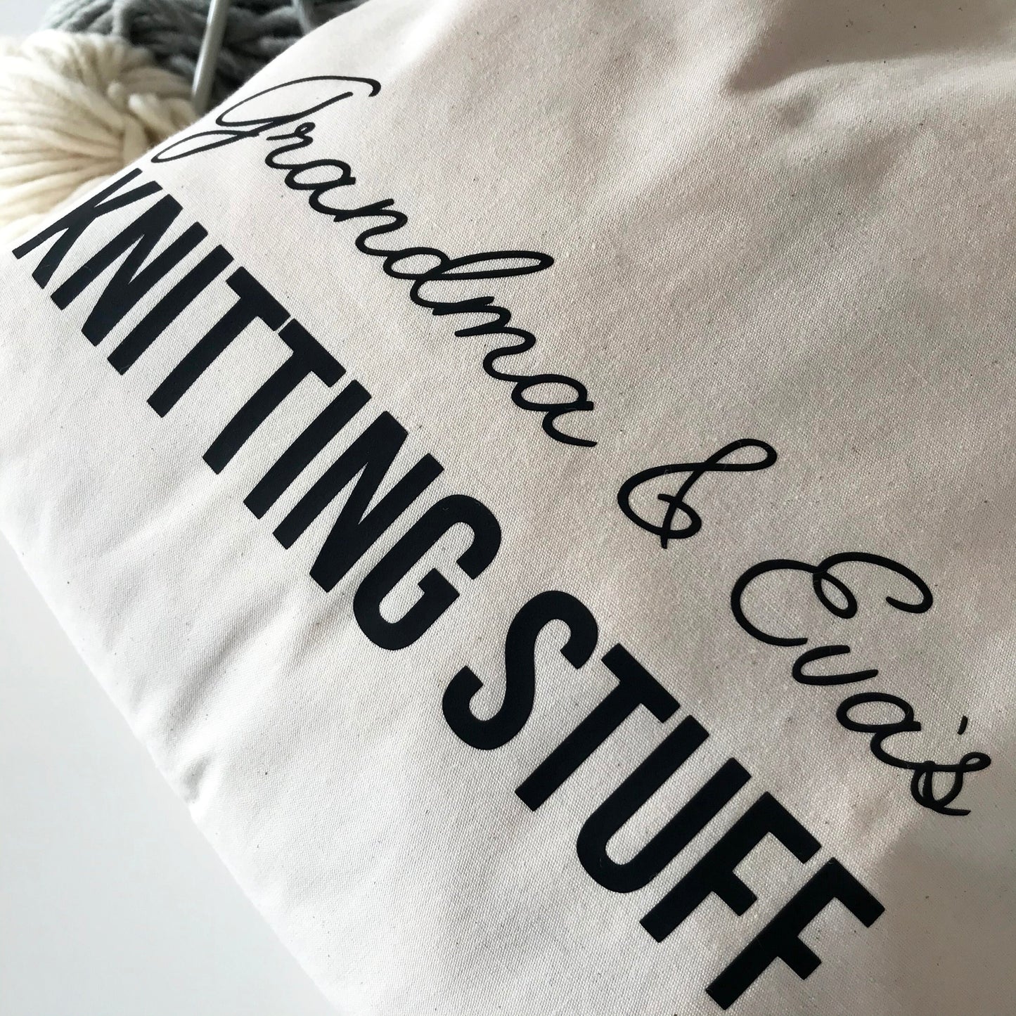 Elegant Personalised, Knitting Stuff, Craft Stuff Storage, Drawstring, Organic, Sack, Bag, Mother's Day, Crafty Cath's