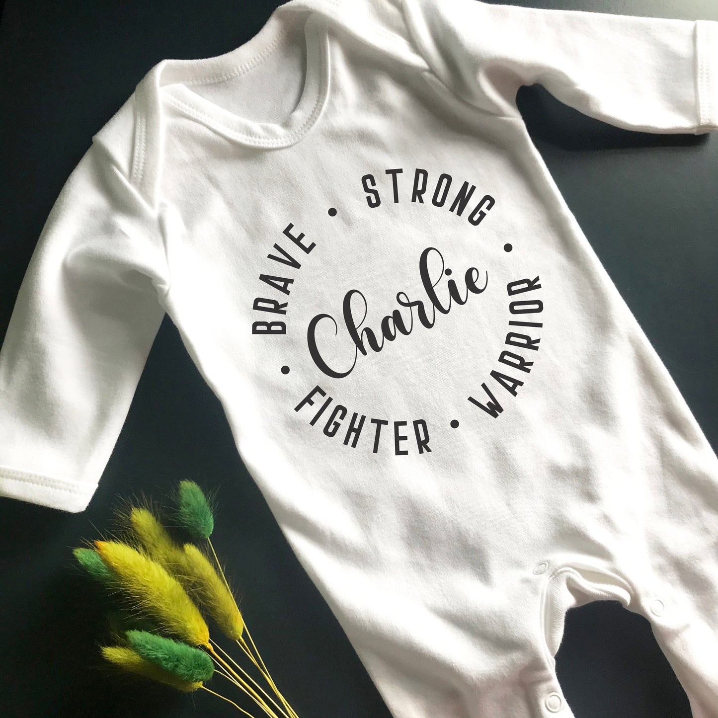 Elegant, Strong, Fighter, Warrior Princess, Personalised Baby Grow, Romper for Girls and Boys