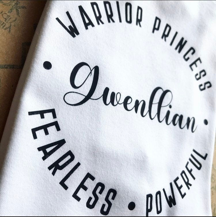 Elegant, Strong, Fighter, Warrior Princess, Personalised Baby Grow, Romper for Girls and Boys